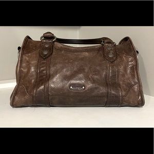 Frye Melissa Satchel Washed Leather Bag In Dark Brown.